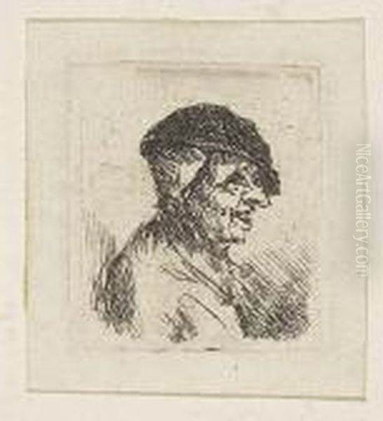 Bust Of A Laughing Peasant Oil Painting by Adriaen Jansz. Van Ostade