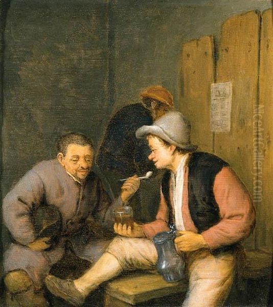 Boors Smoking In A Tavern Oil Painting by Adriaen Jansz. Van Ostade