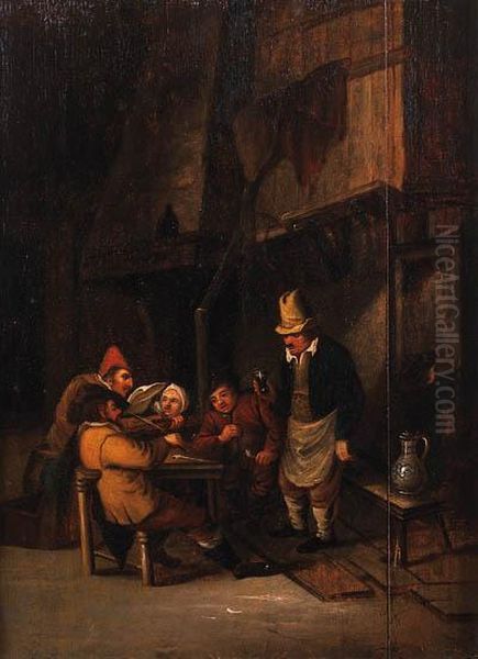 Peasants Merrymaking In A Tavern Oil Painting by Adriaen Jansz. Van Ostade