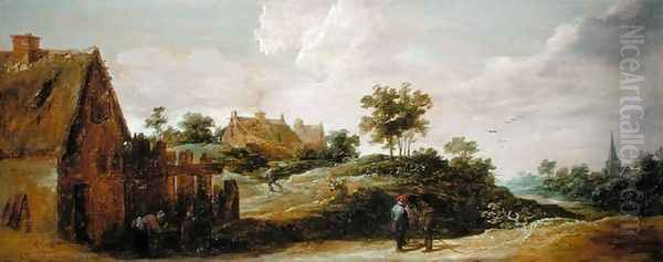 Peasants Talking on a Path Oil Painting by David The Younger Teniers