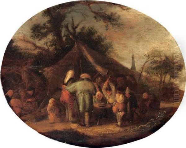 Peasants At A 'kermesse' Oil Painting by Isaack Jansz. van Ostade