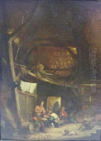 Paysans Attables Dans Un Interieur De Ferme Oil Painting by Isaack Jansz. van Ostade