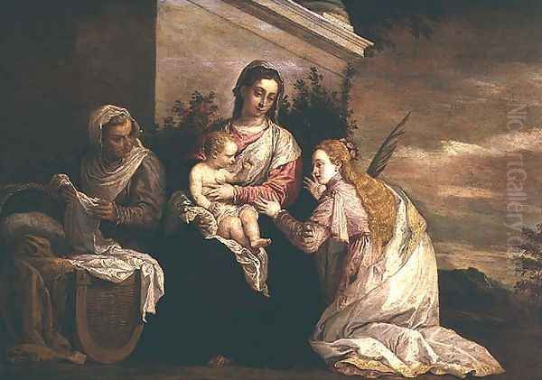 Virgin and Child with St. Catherine Oil Painting by David The Younger Teniers