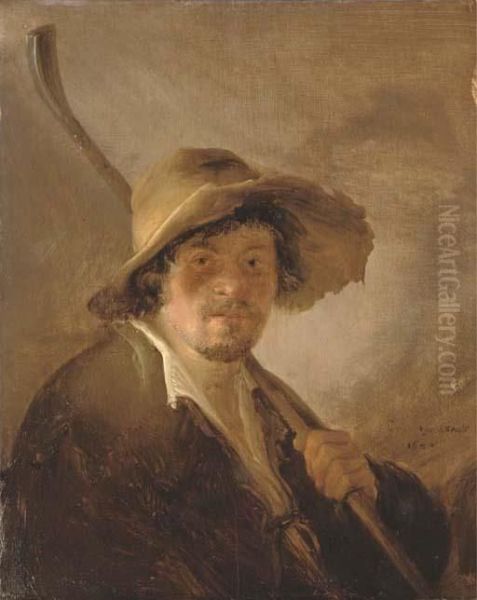 A Shepherd In A Wide Brimmed Hat Oil Painting by Isaack Jansz. van Ostade