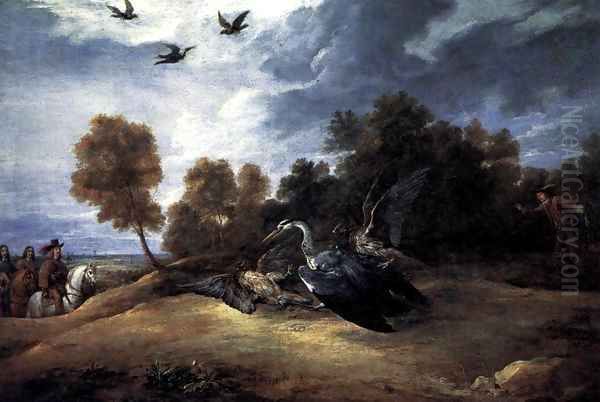 Heron Hunting with the Archduke Leopold Wilhelm Oil Painting by David The Younger Teniers