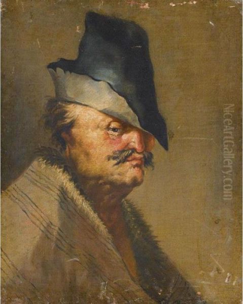 Portrait Of An Old Man, Head And Shoulders, Wearing A Hat Oil Painting by Isaack Jansz. van Ostade