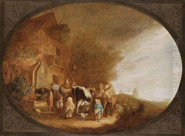 Wheeler-dealers Near An Inn Oil Painting by Isaack Jansz. van Ostade