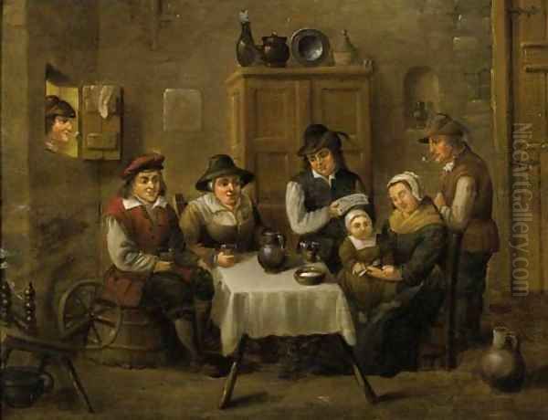 A peasant family at table Oil Painting by David The Younger Teniers