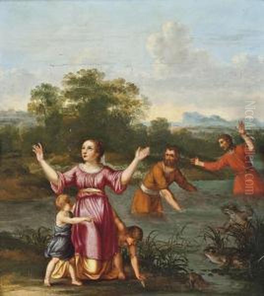 Latona Turning The Lycian Peasants Into Frogs Oil Painting by Cornelis Van Poelenburch