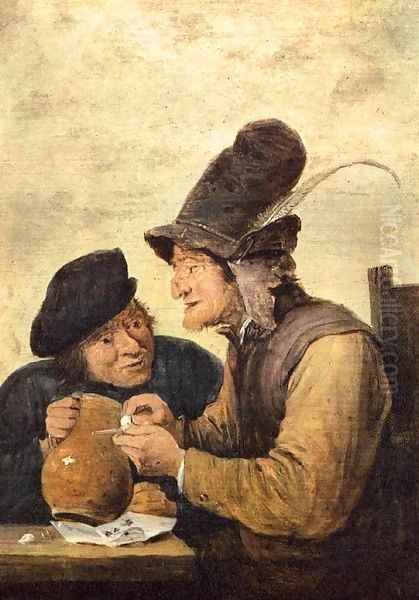 Two Drunkards Oil Painting by David The Younger Teniers