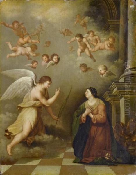 The Annunciation Oil Painting by Cornelis Van Poelenburch