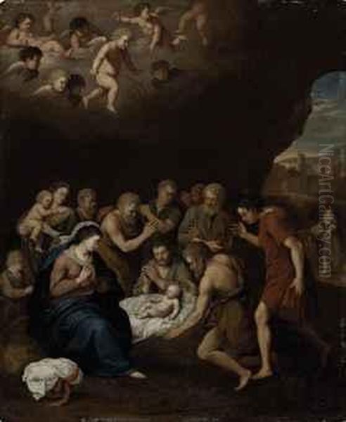 The Adoration Of The Shepherds Oil Painting by Cornelis Van Poelenburch