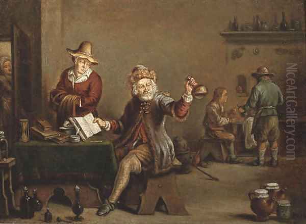 A quack at work in an inn Oil Painting by David The Younger Teniers