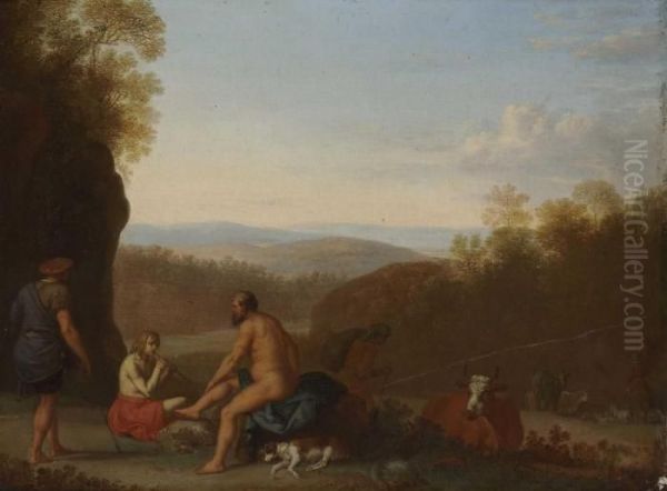 Landschaft Mit Merkur Und Argus Oil Painting by Cornelis Van Poelenburch