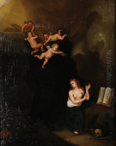 St Magdalen In A Cave Oil Painting by Cornelis Van Poelenburch