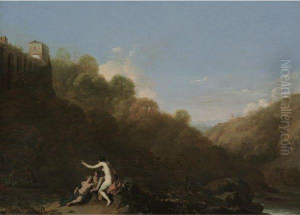 Landscape With Diana And The Nymphs Oil Painting by Cornelis Van Poelenburch