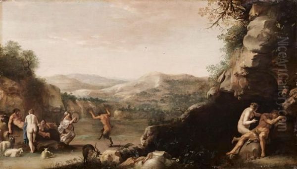 Danza Di Ninfe E Fauni Oil Painting by Cornelis Van Poelenburch