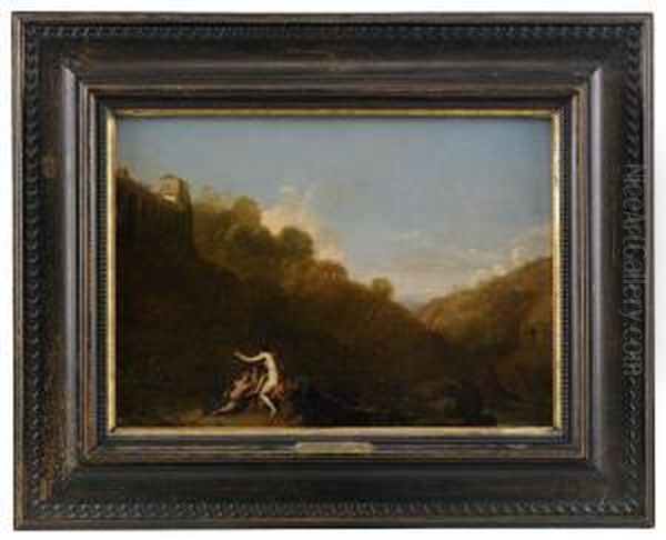 Pastoralt Landskap Med Figurscen Oil Painting by Cornelis Van Poelenburch