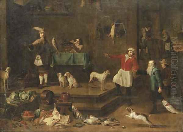 The interior of a palace kitchen Oil Painting by David The Younger Teniers