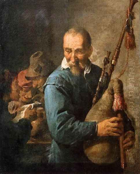 The Musette-Player Oil Painting by David The Younger Teniers