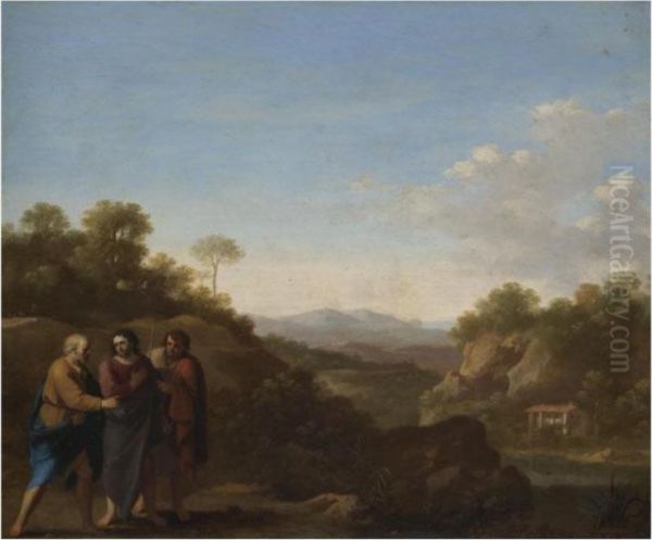 Christ On The Road To Emmaus Oil Painting by Cornelis Van Poelenburch