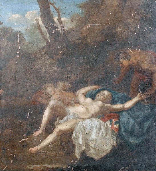 A Sleeping Nymph Oil Painting by Cornelis Van Poelenburch