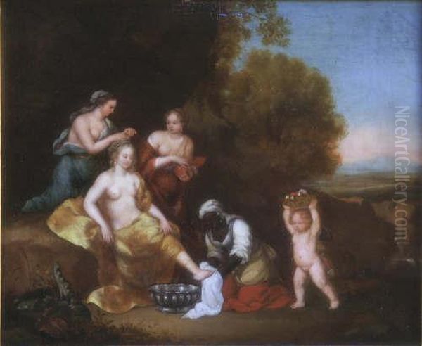 Dutch Oil On Canvas The Toilet Of Venus 11 X 13.5in Oil Painting by Cornelis Van Poelenburch