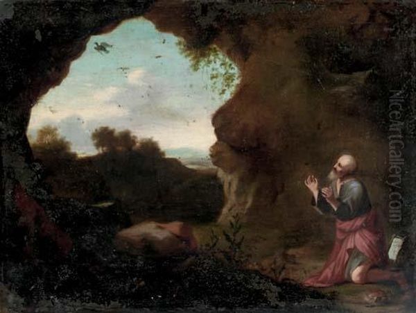 Saint Francis Praying In The Wilderness Oil Painting by Cornelis Van Poelenburch