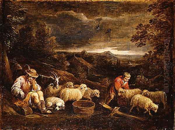 Shepherds and Sheep Oil Painting by David The Younger Teniers