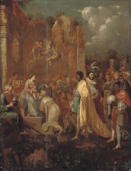 The Adoration Of The Magi Oil Painting by Cornelis Van Poelenburch