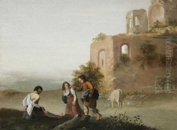 Ruinenlandschaft Mit Figurenstaffage Oil Painting by Cornelis Van Poelenburch