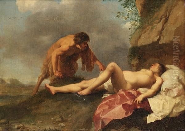 Jupiter And Antiope Oil Painting by Cornelis Van Poelenburch