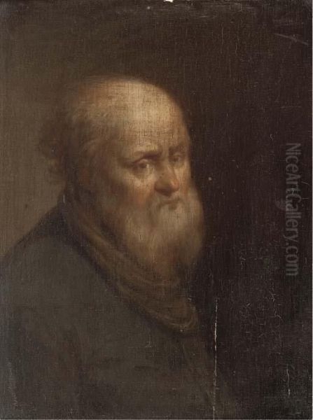 Portrait Of An Old Man, Bust-length Oil Painting by Cornelis Van Poelenburch