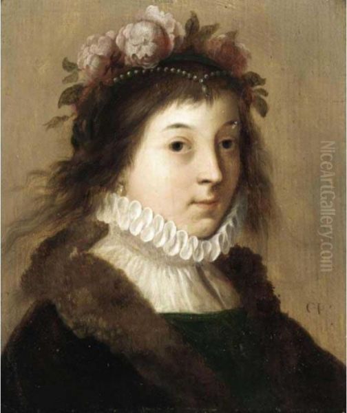 Portrait Of A Young Girl As Flora Oil Painting by Cornelis Van Poelenburch