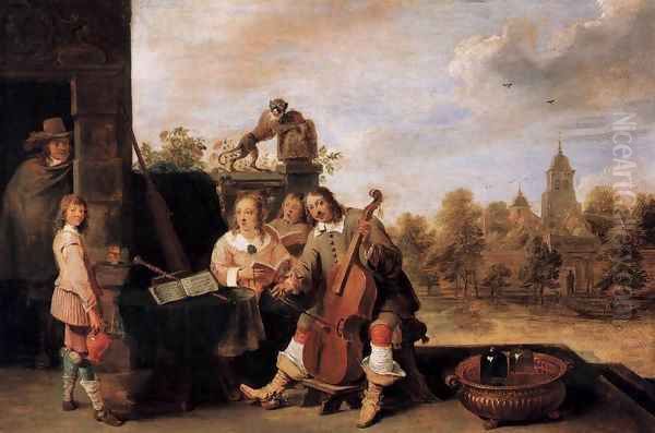 The Painter and His Family Oil Painting by David The Younger Teniers