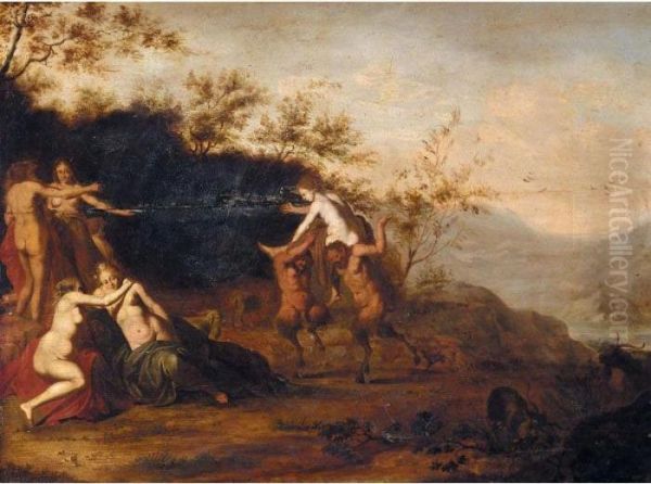 An Italianate Landscape With Nymphs And Satyrs Oil Painting by Cornelis Van Poelenburch