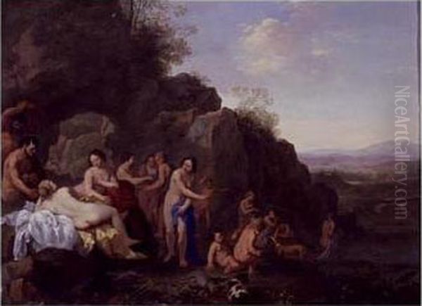 Diana And Attendants In A Landscape With Spoils Of The Hunt Oil Painting by Cornelis Van Poelenburch