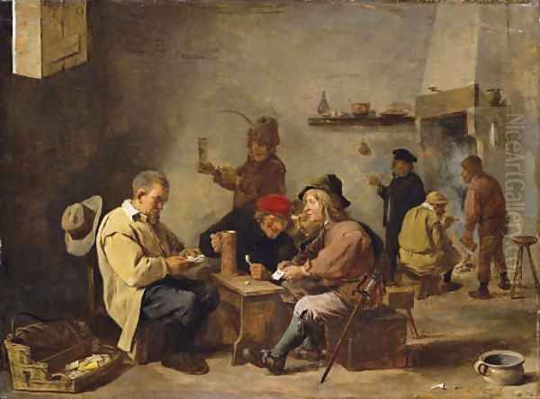 Card players in an inn Oil Painting by David The Younger Teniers