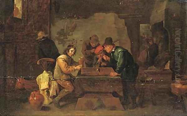 The backgammon players Oil Painting by David The Younger Teniers