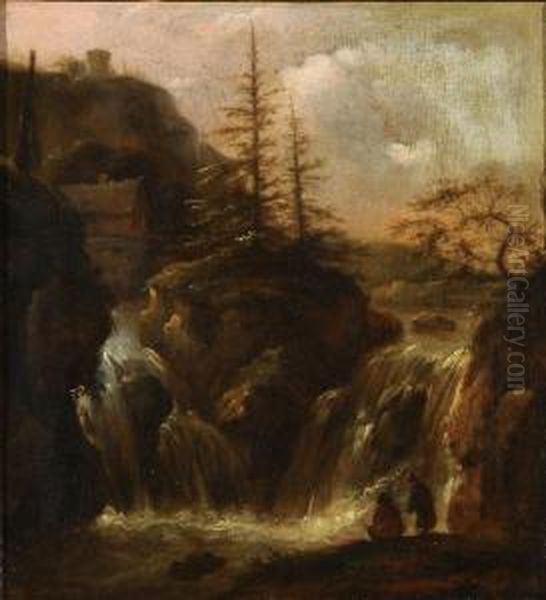 Landscape With A Waterfall Oil Painting by Jacob Van Ruisdael