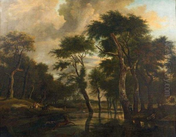 Une Chasse A Courre Oil Painting by Jacob Van Ruisdael