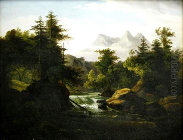 Gebirgslandschaft Mit Wildbach Oil Painting by Jacob Van Ruisdael