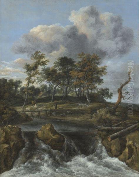 A River Landscape Oil Painting by Jacob Van Ruisdael