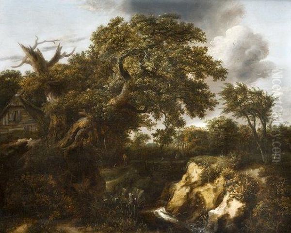 Ruisseau Traversant Un Paysage Boise Oil Painting by Jacob Van Ruisdael