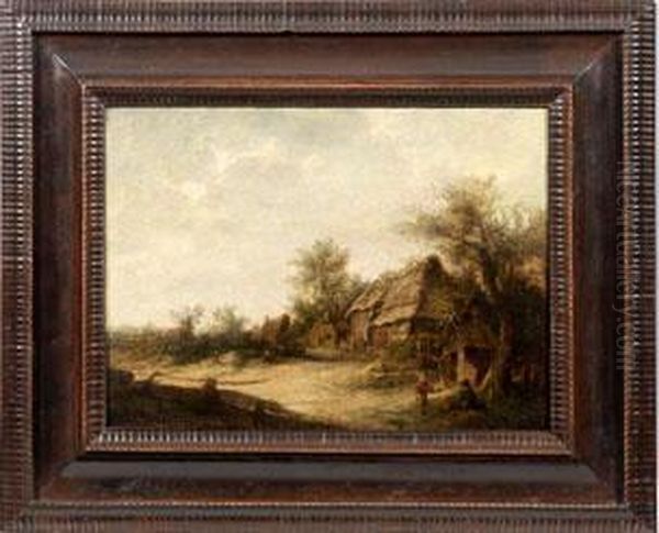 Landschaft Mit Altem Gehoft Und Figurenstaffage Oil Painting by Jacob Van Ruisdael