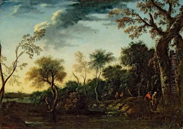 Waldlandschaft Mit Flusslauf Und Kleinem Wasserfall Oil Painting by Jacob Van Ruisdael