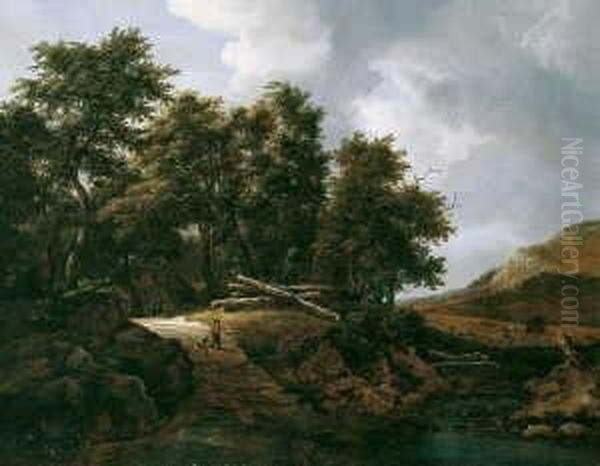 Waldige Landschaft (entrance To A
 Wood).

 Monogrammiert Unten Rechts.

 Ol Auf Leinwand Oil Painting by Jacob Van Ruisdael