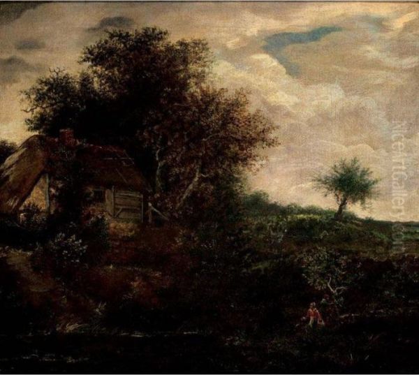 A Wooded Landscape With A Farmhouse by Jacob Van Ruisdael