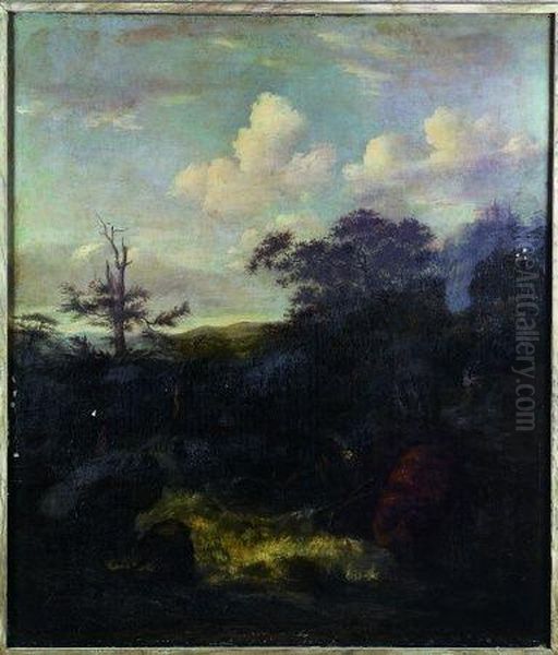 A Wooded Landscape Oil Painting by Jacob Van Ruisdael