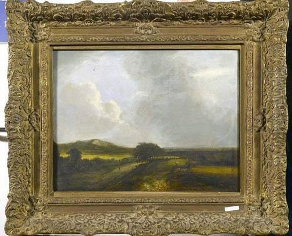 Brache Landschaft Mit Bauern Auf Dem Feld. Oil Painting by Jacob Van Ruisdael